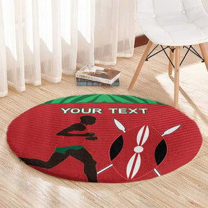 Custom Afro Athletics Kenya Round Carpet Kenyan Runner - Maasai Shield