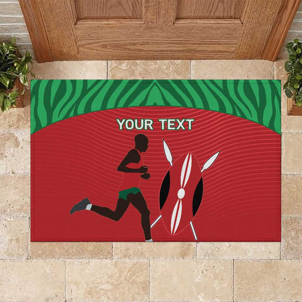 Custom Afro Athletics Kenya Rubber Doormat Kenyan Runner - Maasai Shield