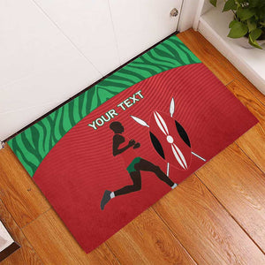 Custom Afro Athletics Kenya Rubber Doormat Kenyan Runner - Maasai Shield