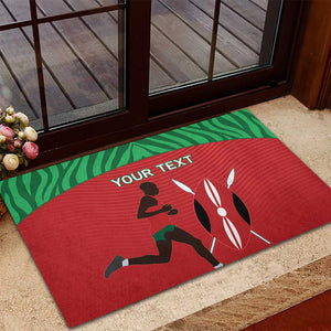 Custom Afro Athletics Kenya Rubber Doormat Kenyan Runner - Maasai Shield