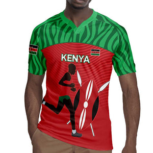 Custom Afro Athletics Kenya Rugby Jersey Kenyan Runner - Maasai Shield