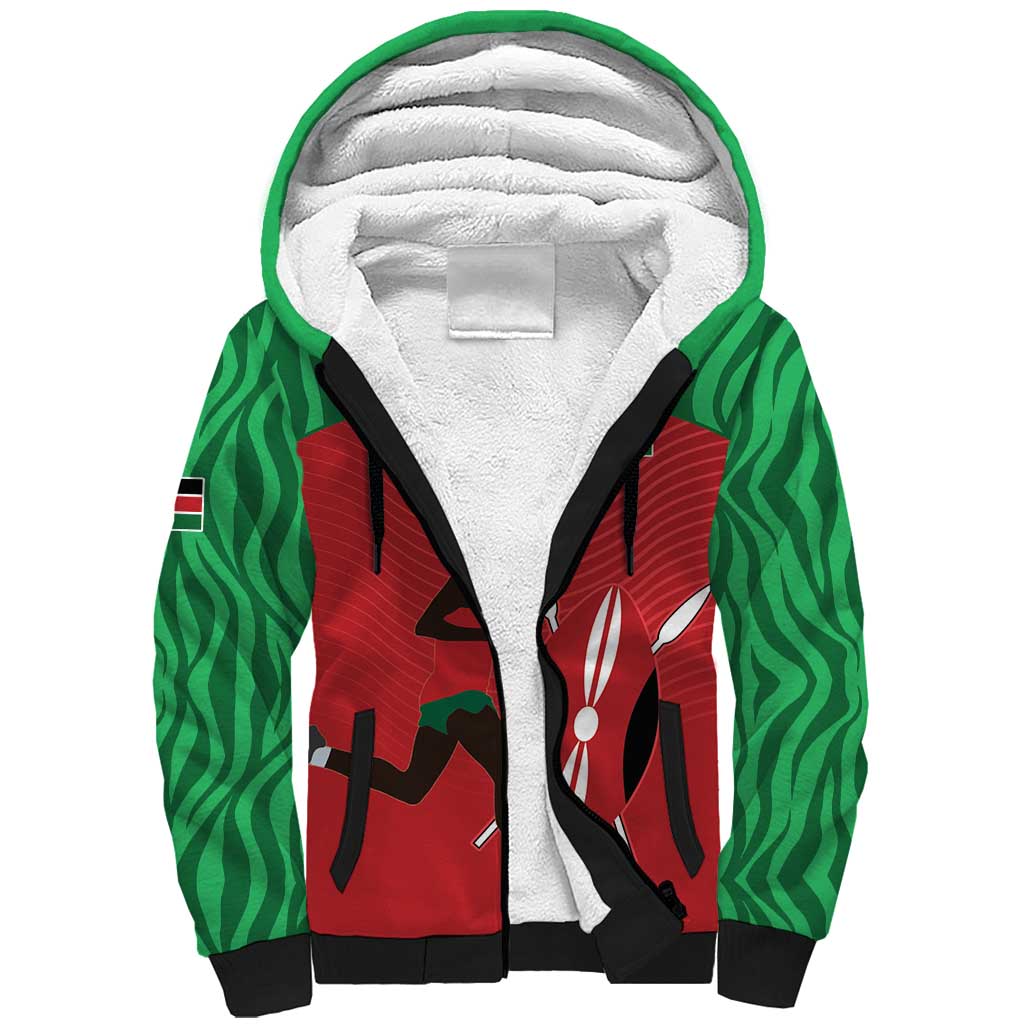 Custom Afro Athletics Kenya Sherpa Hoodie Kenyan Runner - Maasai Shield