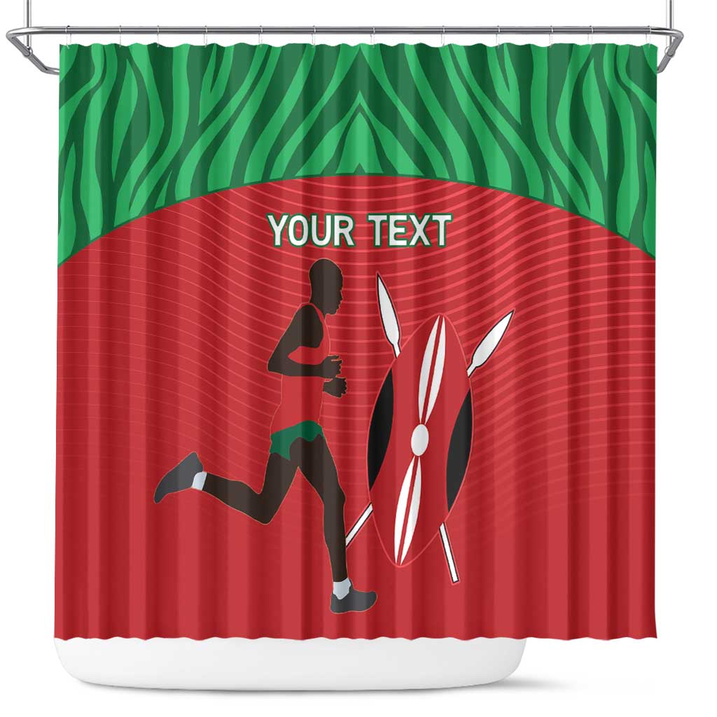 Custom Afro Athletics Kenya Shower Curtain Kenyan Runner - Maasai Shield