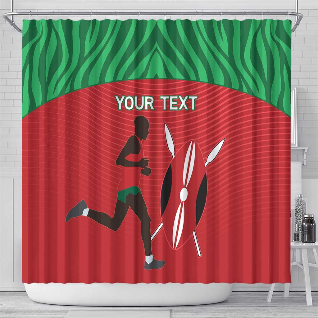 Custom Afro Athletics Kenya Shower Curtain Kenyan Runner - Maasai Shield