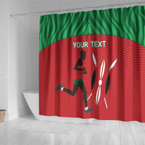 Custom Afro Athletics Kenya Shower Curtain Kenyan Runner - Maasai Shield