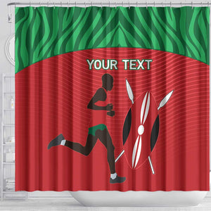 Custom Afro Athletics Kenya Shower Curtain Kenyan Runner - Maasai Shield