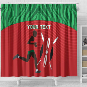 Custom Afro Athletics Kenya Shower Curtain Kenyan Runner - Maasai Shield