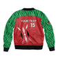 Custom Afro Athletics Kenya Sleeve Zip Bomber Jacket Kenyan Runner - Maasai Shield