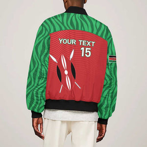 Custom Afro Athletics Kenya Sleeve Zip Bomber Jacket Kenyan Runner - Maasai Shield