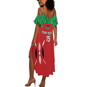 Custom Afro Athletics Kenya Summer Maxi Dress Kenyan Runner - Maasai Shield