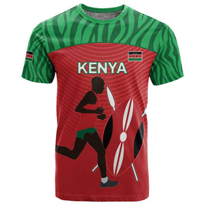 Custom Afro Athletics Kenya T shirt Kenyan Runner - Maasai Shield