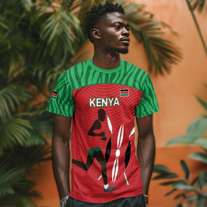 Custom Afro Athletics Kenya T shirt Kenyan Runner - Maasai Shield