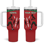 Custom Afro Athletics Kenya Tumbler With Handle Kenyan Runner - Maasai Shield