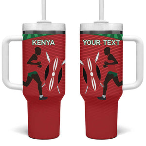 Custom Afro Athletics Kenya Tumbler With Handle Kenyan Runner - Maasai Shield