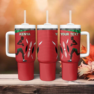 Custom Afro Athletics Kenya Tumbler With Handle Kenyan Runner - Maasai Shield