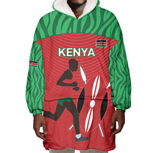 Custom Afro Athletics Kenya Wearable Blanket Hoodie Kenyan Runner - Maasai Shield