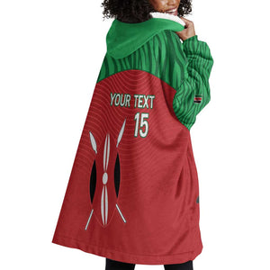 Custom Afro Athletics Kenya Wearable Blanket Hoodie Kenyan Runner - Maasai Shield