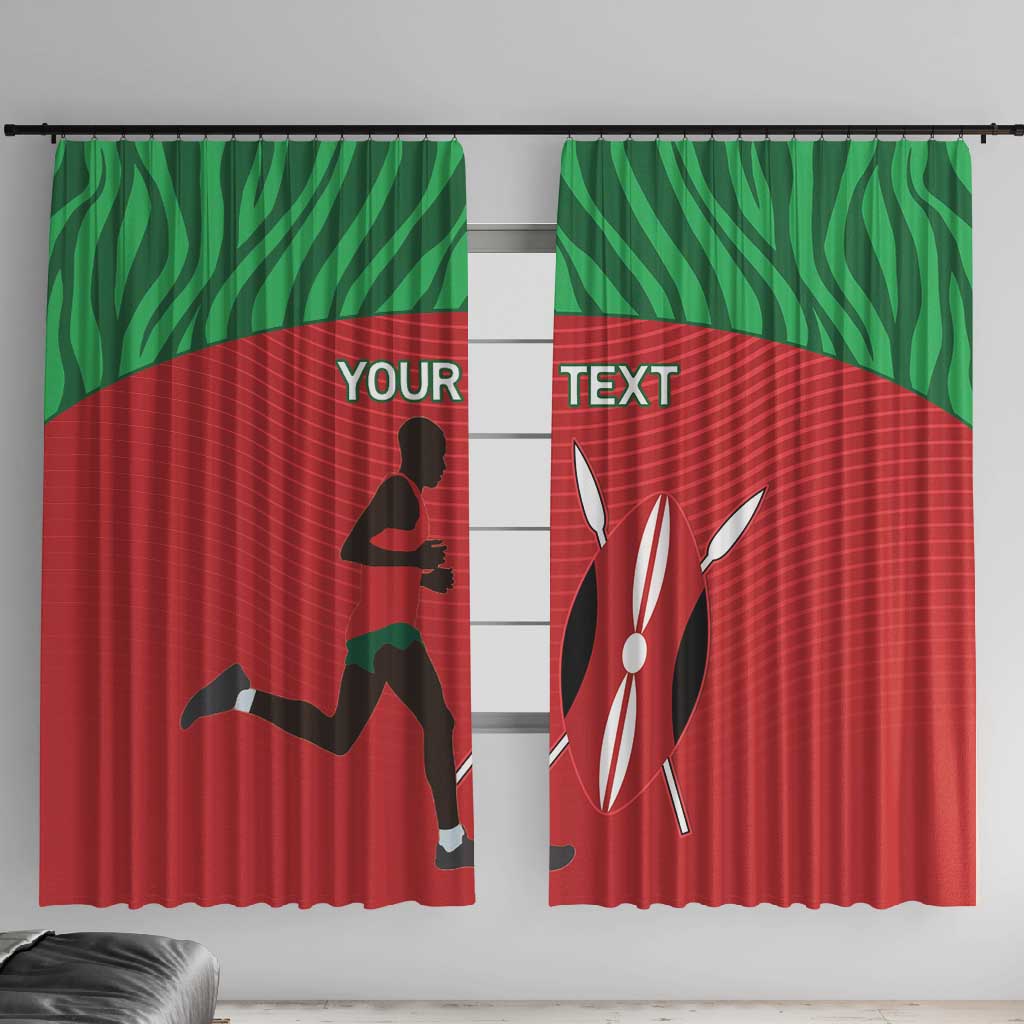 Custom Afro Athletics Kenya Window Curtain Kenyan Runner - Maasai Shield