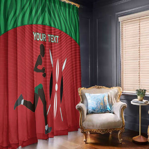 Custom Afro Athletics Kenya Window Curtain Kenyan Runner - Maasai Shield