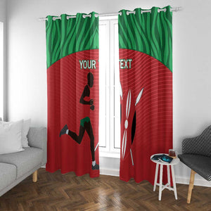 Custom Afro Athletics Kenya Window Curtain Kenyan Runner - Maasai Shield