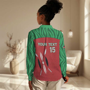 Custom Afro Athletics Kenya Women Casual Shirt Kenyan Runner - Maasai Shield