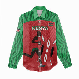 Custom Afro Athletics Kenya Women Casual Shirt Kenyan Runner - Maasai Shield