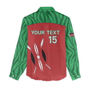 Custom Afro Athletics Kenya Women Casual Shirt Kenyan Runner - Maasai Shield