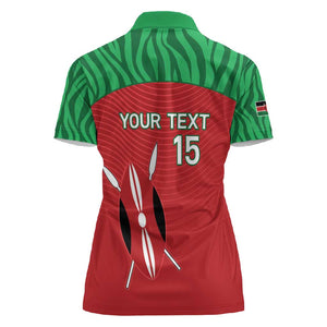 Custom Afro Athletics Kenya Women Polo Shirt Kenyan Runner - Maasai Shield