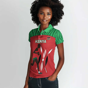 Custom Afro Athletics Kenya Women Polo Shirt Kenyan Runner - Maasai Shield