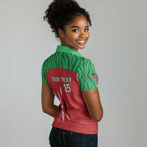 Custom Afro Athletics Kenya Women Polo Shirt Kenyan Runner - Maasai Shield