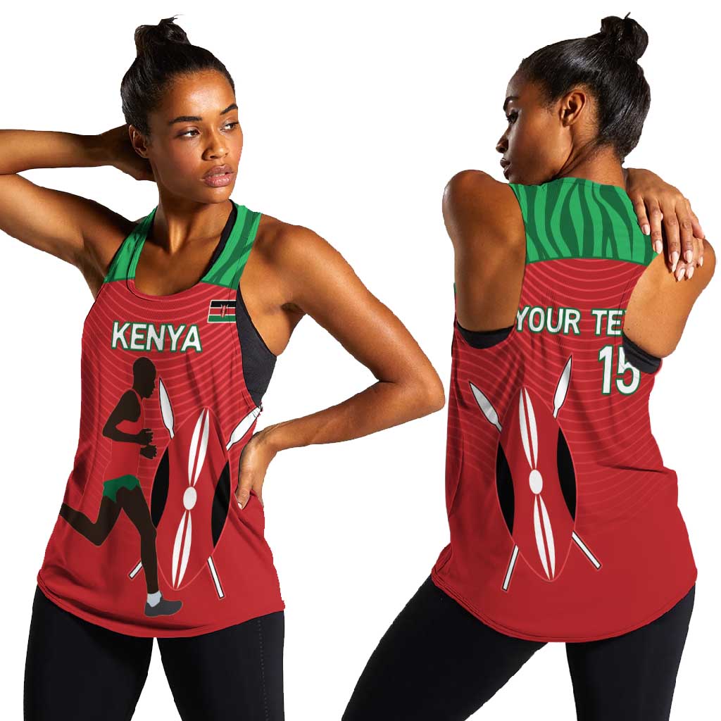 Custom Afro Athletics Kenya Women Racerback Tank Kenyan Runner - Maasai Shield