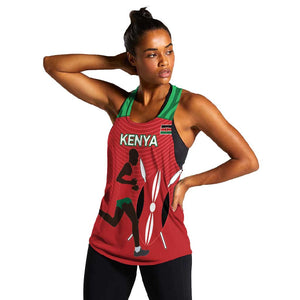 Custom Afro Athletics Kenya Women Racerback Tank Kenyan Runner - Maasai Shield