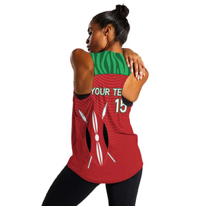 Custom Afro Athletics Kenya Women Racerback Tank Kenyan Runner - Maasai Shield