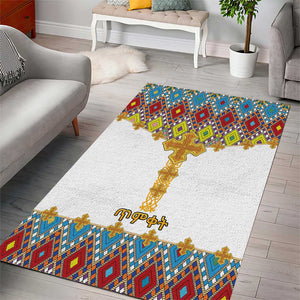 Happy Ethiopian Timkat Area Rug Cross Mix Tilet Pattern