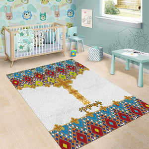 Happy Ethiopian Timkat Area Rug Cross Mix Tilet Pattern