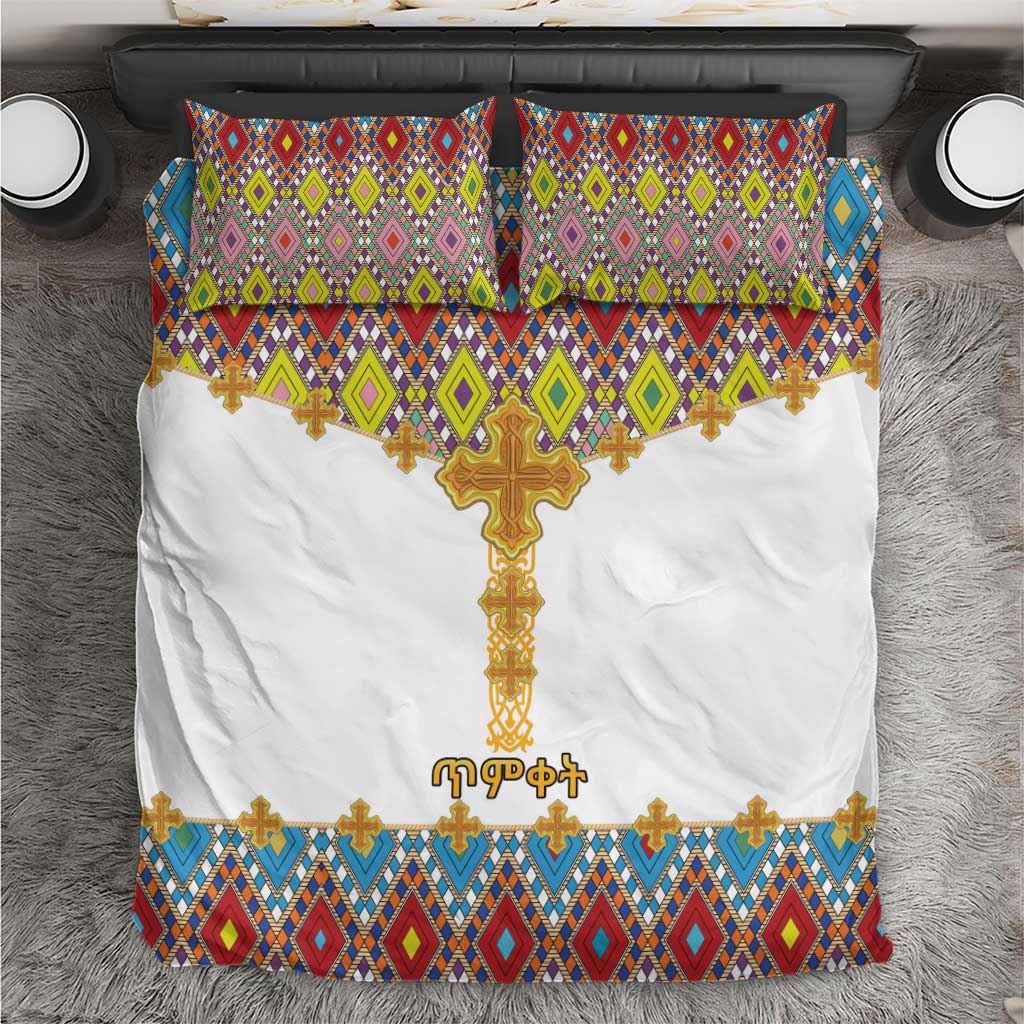 Happy Ethiopian Timkat Bedding Set Cross Mix Tilet Pattern