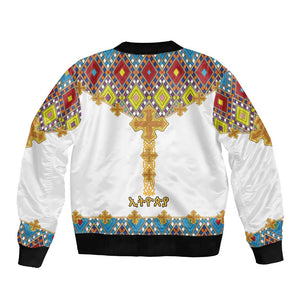 Happy Ethiopian Timkat Bomber Jacket Cross Mix Tilet Pattern