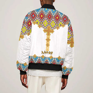 Happy Ethiopian Timkat Bomber Jacket Cross Mix Tilet Pattern