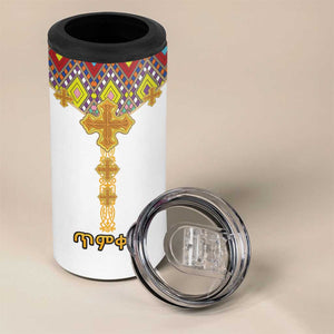 Happy Ethiopian Timkat 4 in 1 Can Cooler Tumbler Cross Mix Tilet Pattern