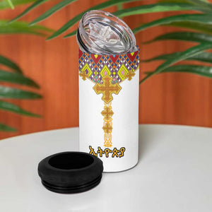 Happy Ethiopian Timkat 4 in 1 Can Cooler Tumbler Cross Mix Tilet Pattern