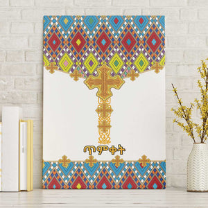 Happy Ethiopian Timkat Canvas Wall Art Cross Mix Tilet Pattern