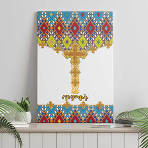 Happy Ethiopian Timkat Canvas Wall Art Cross Mix Tilet Pattern