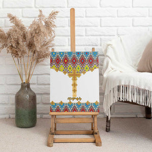 Happy Ethiopian Timkat Canvas Wall Art Cross Mix Tilet Pattern