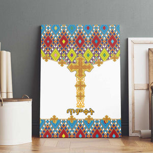 Happy Ethiopian Timkat Canvas Wall Art Cross Mix Tilet Pattern