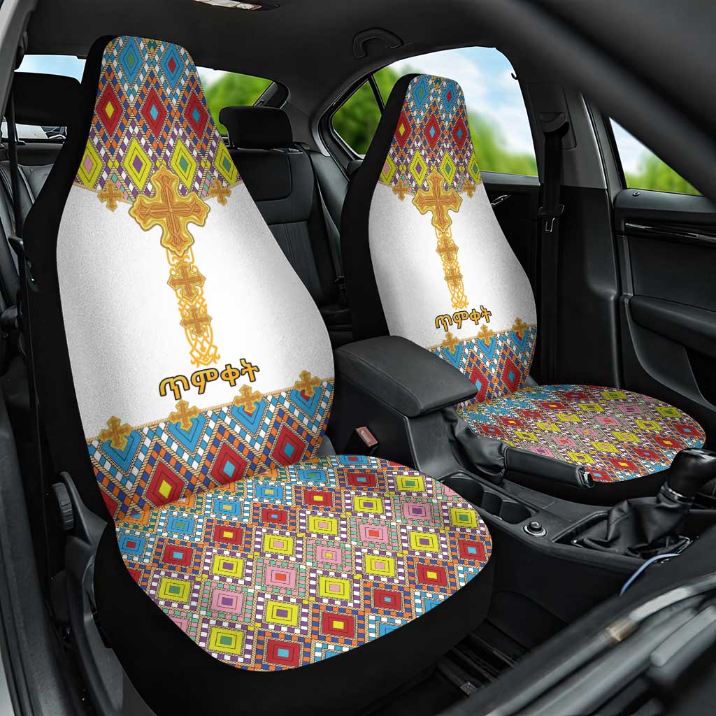 Happy Ethiopian Timkat Car Seat Cover Cross Mix Tilet Pattern