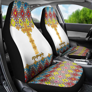 Happy Ethiopian Timkat Car Seat Cover Cross Mix Tilet Pattern