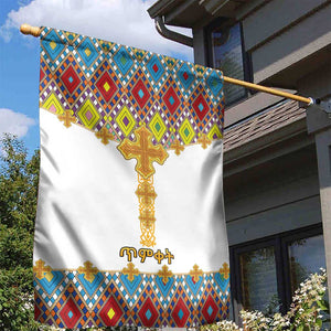 Happy Ethiopian Timkat Garden Flag Cross Mix Tilet Pattern