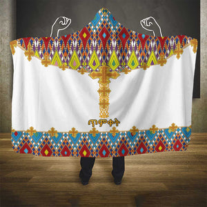 Happy Ethiopian Timkat Hooded Blanket Cross Mix Tilet Pattern