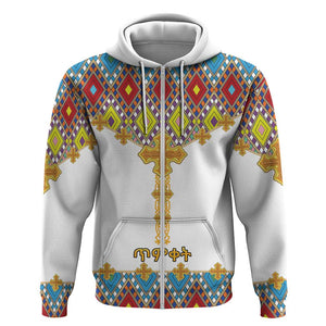 Happy Ethiopian Timkat Hoodie Cross Mix Tilet Pattern