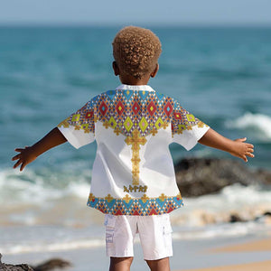 Happy Ethiopian Timkat Kid Hawaiian Shirt Cross Mix Tilet Pattern